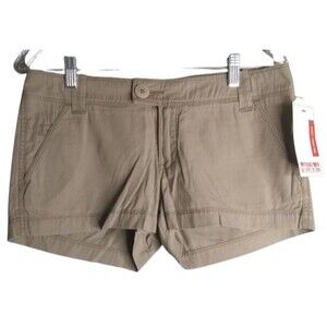 Mossimo Lowest Rise Flat Front Khaki Shorts Juniors Size 5 Brown
